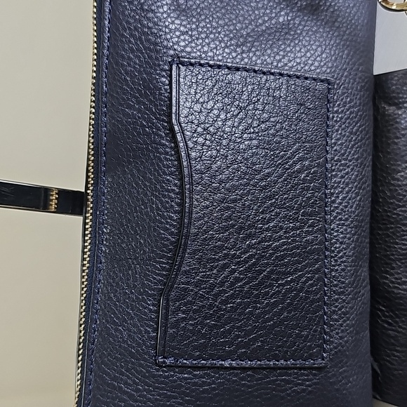 COACH Quinn Navy/Goldtone Hardware Pebbled Leather Chain Strap Crossbody EUC - Picture 12 of 16